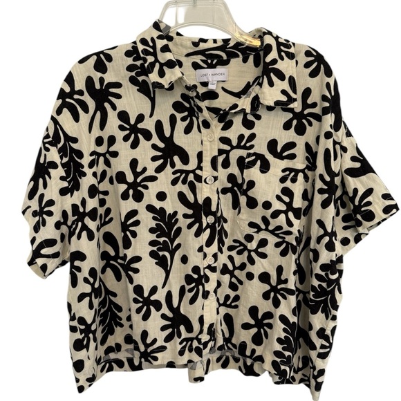 Lost + Wander Linen blend Minerva’s Spell Boxy Fit Short Sleeve Top Large - Picture 4 of 8